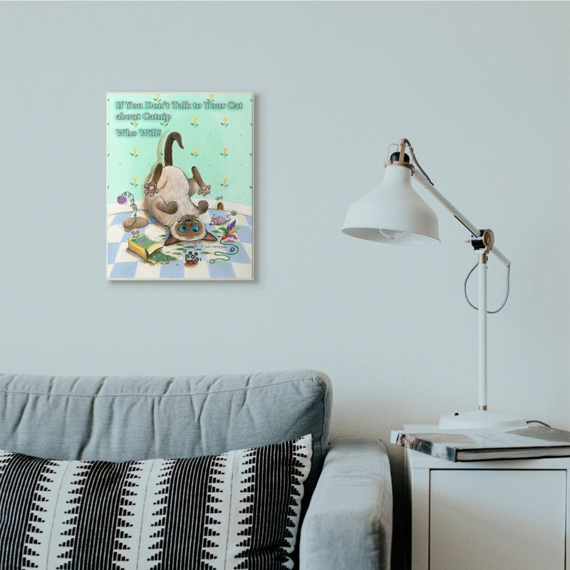 «Catnip rigolo» par Gary Patterson, reproduction d'art graphique, Plaque en bois, H 19 po x l 13 po