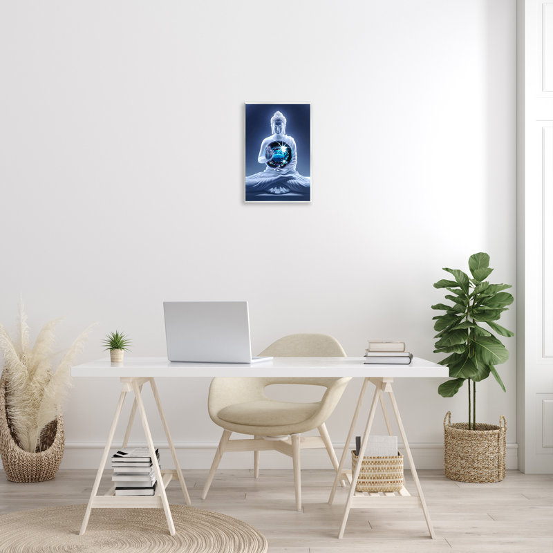 Art mural Bouddha avec boule disco par Ziwei Li, H 19 po x l 13 po