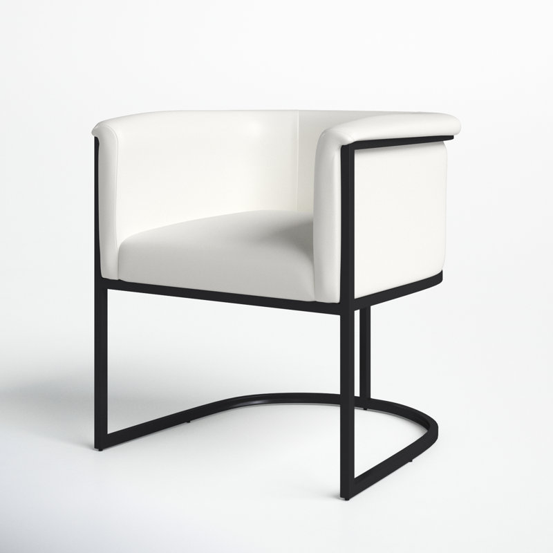 Virgil Faux Leather Upholstered Arm Chair, White, 1