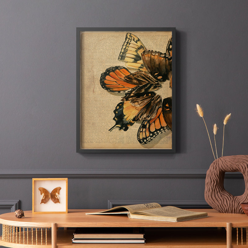 Winged Wreath II Framed Print - Solid Wood, Black, 14" H x 11" W