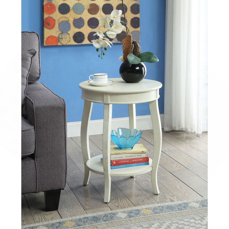 Table d'appoint Aberta Finish, Blanc antique
