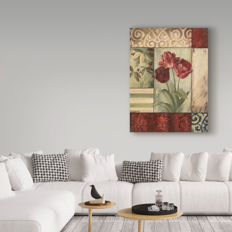 «Three Tulips», reproduction de peinture acrylique sur toile tendue, H 24 po x l 18 po