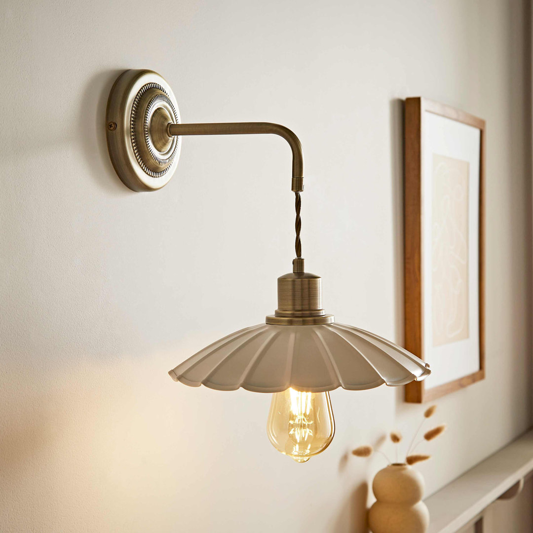 Aljawhara Pair of Cream Scallop Adjustable Wall Lights and Bulbs