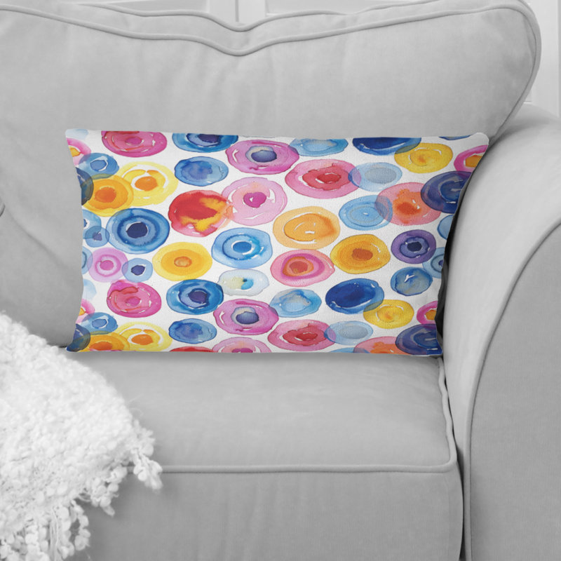 Imprimé à pois rose et bleu - Coussin lombaire à pois