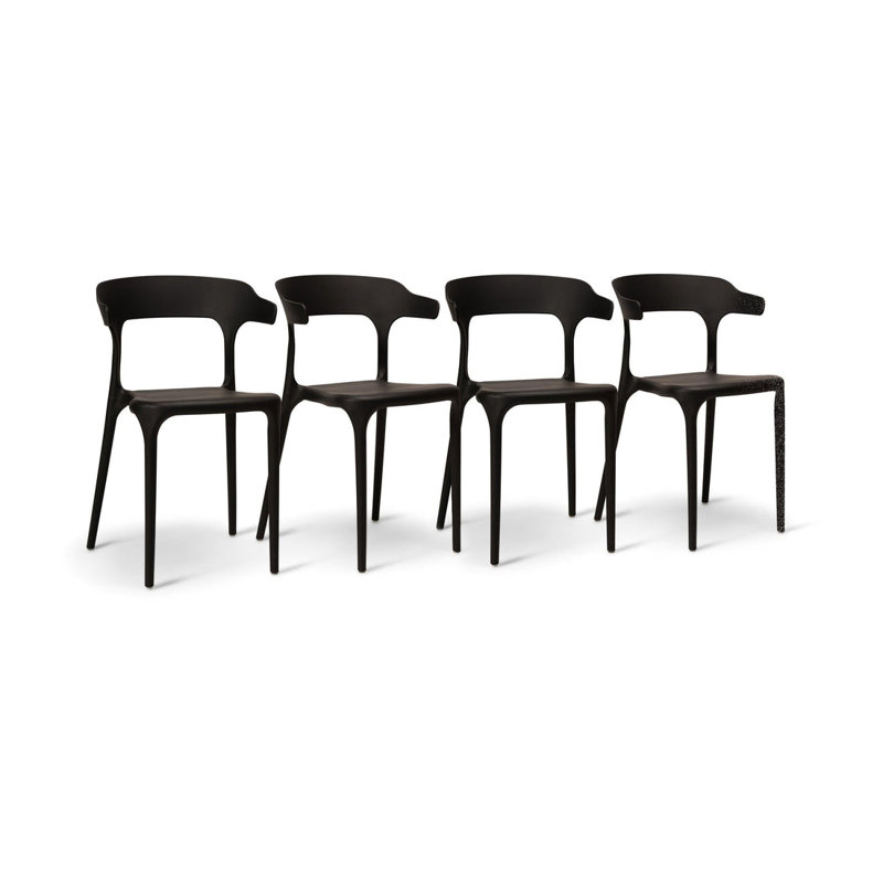 Kayleigh Plastic Garden Chairs - Set of 4, Black