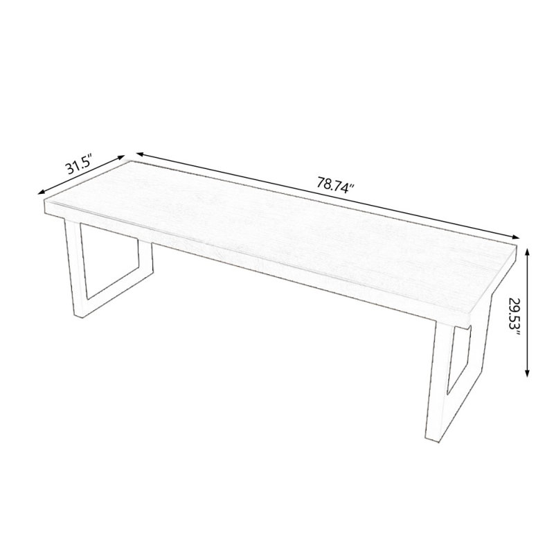 Nut-brown+Black Rectangular Solid Wood+Iron desks, 29.53" H x 78.74" W x 31.5" D