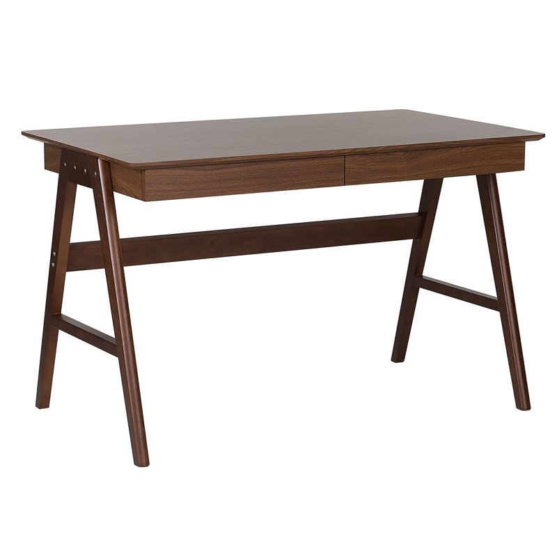 Marcello Solid Wood Writing Desk, Dark Brown, Dark Brown