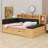 Space-Saving Wood Daybed with Trundle, Storage Shelves, Bench, Charging Station & Upholstered Headboard-1323600169