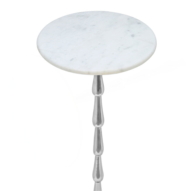 Table d'appoint avec plateau en marbre blanc et table d'appoint moderne avec base en aluminium et table d'appoint pour salon 10 x 10 x 26 po