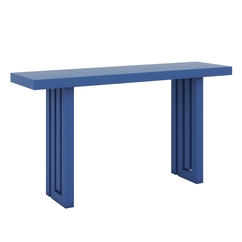 Console Table, Unique Oak Veneer Design With Distinctive Side Shapes, 59 Inch Entryway Table For Living Room, Hallway, Foyer