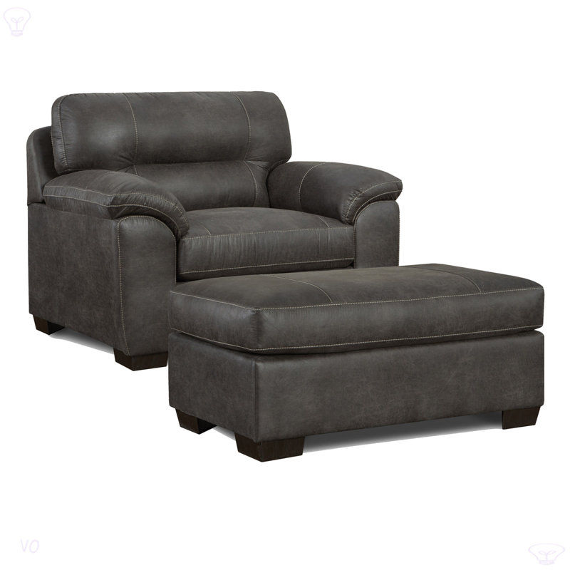 Ensemble de salon contemporain 2 pièces, fauteuil à accoudoirs avec repose-pieds