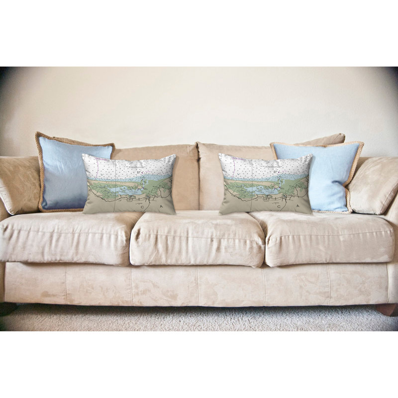 Nautical Map Outdoor Reversible Throw Pillow