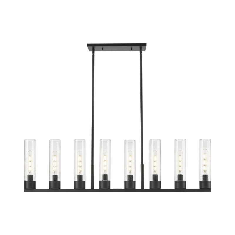 Luminaire suspendu 6 lumières avec abat-jour Scherer, Grainé, Noir mat