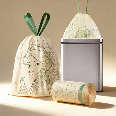 Heavy-Duty 13 Gallon Drawstring Trash Bags With Decorative Floral Print - Tear-Resistant Tall Kitchen Garbage Can Liners For Home And Office, 50 Count