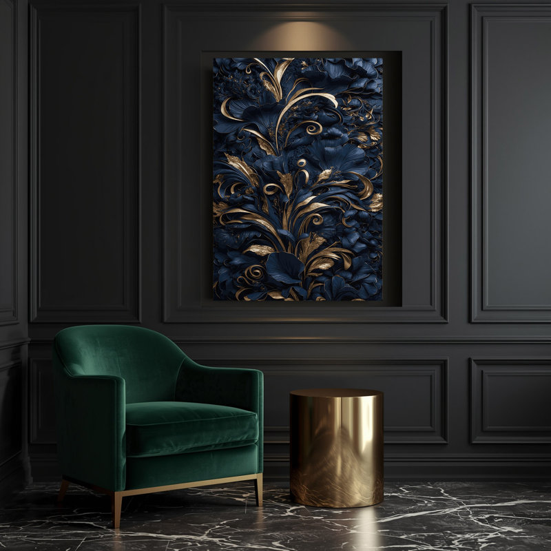 "Abstract Florals 2", art mural sur toile grise, H 30 po x l 20 po