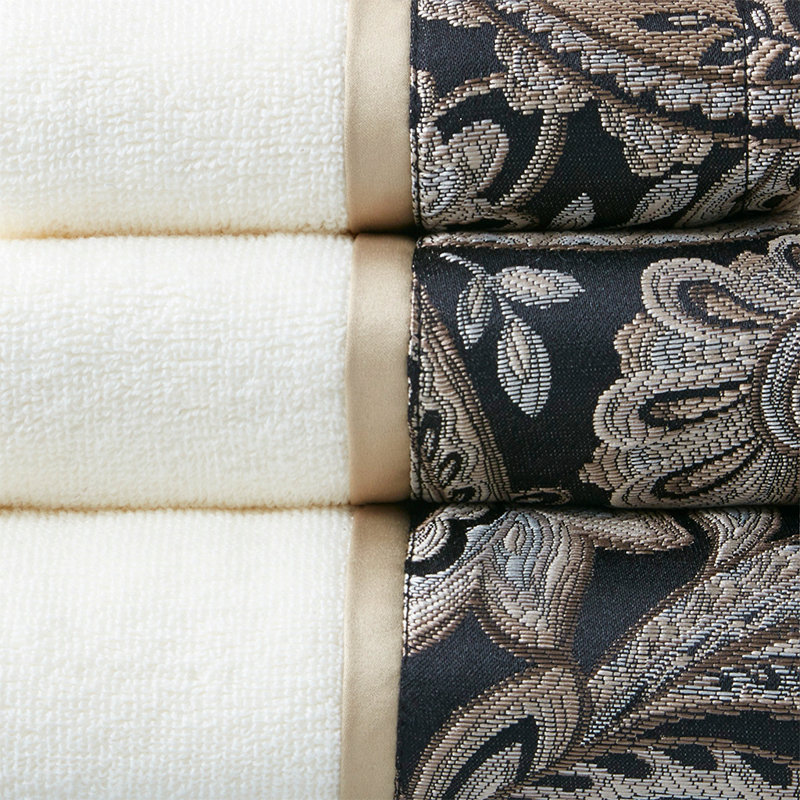 Ensemble de 6 serviettes en jacquard, Noir