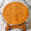 Marchepied en bois sculpté, feuille d'érable, naturel-1009070463
