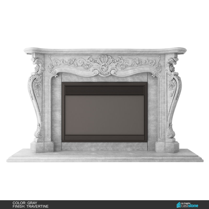 Concrete Fireplace Surround, Travertine-Gray