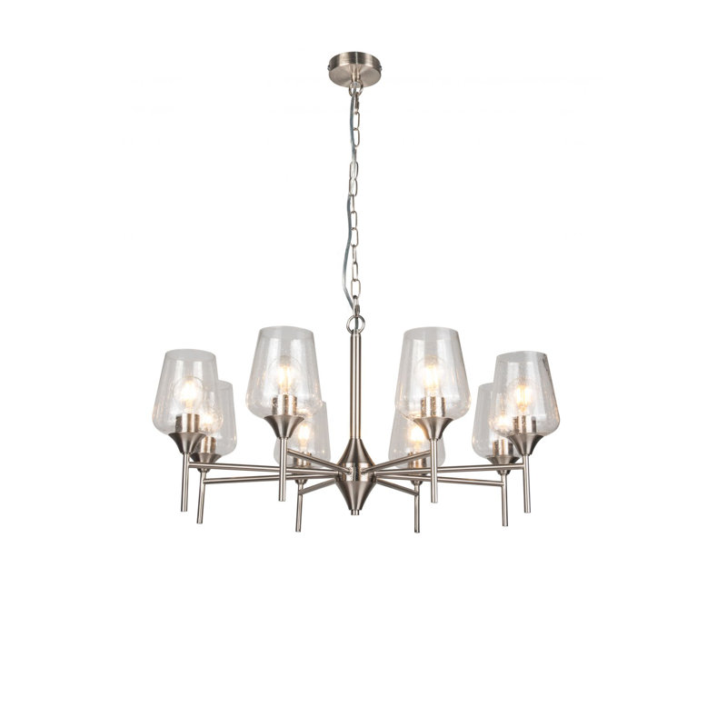 Atifah 3 - Light Shaded Chandelier, Satin/Chrome, 38cm H x 80cm W, 8