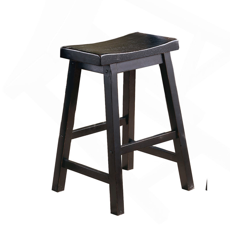 Ensemble de tabourets à hauteur de comptoir de 24 pouces à finition noire avec ensemble de meubles de salle à manger décontractés en bois massif de 2 pièces