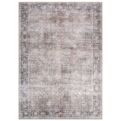 Vintage Distressed Machine Washable Non Slip Area Rug