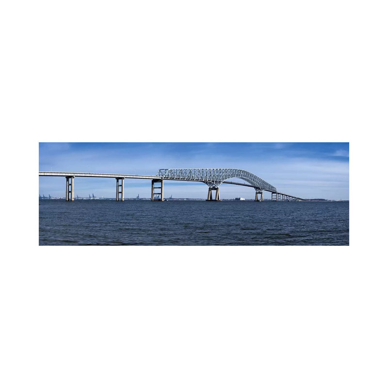 Bridge Across A River, Francis Scott Key Bridge, Patapsco River, Baltimore, Maryland, USA - Wrapped Canvas Panoramic Print