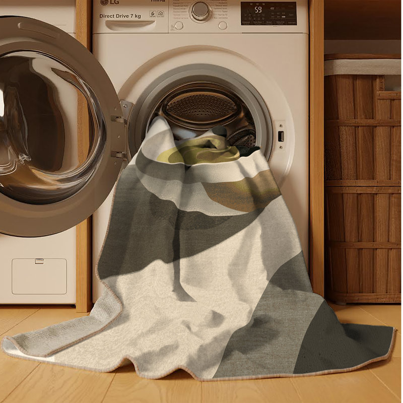 Tapis beige lavable à la machine en matcha bol matcha moderne, 4 x 6