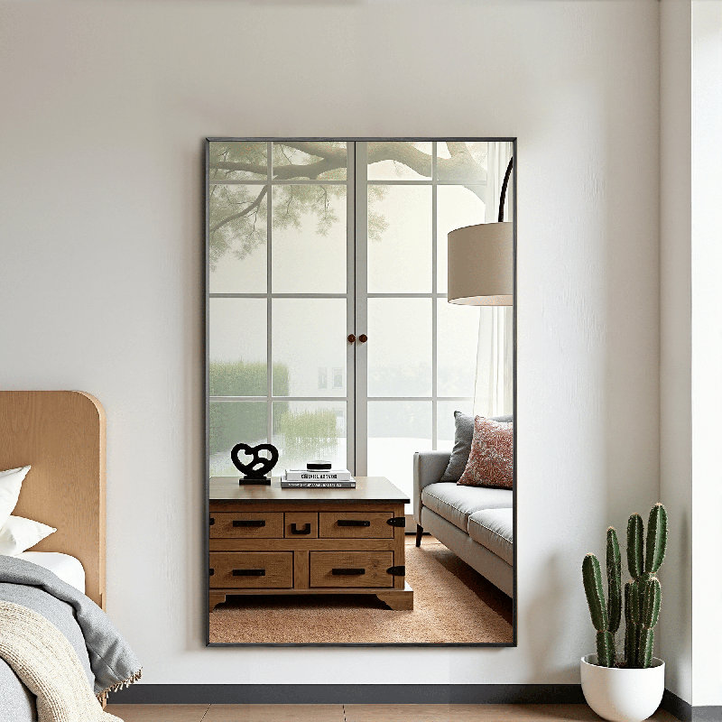 Arstides Metal Mirror, Black, 52" x 32"