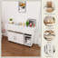 Îlot de cuisine multifonctionnel avec tablettes de rangement, roulettes et abattant double-640868905
