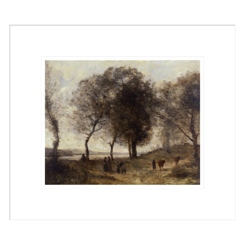 Le Lac (ou Le Chemin des Vaches) par Jean-Baptiste-Camille Corot, impression giclée encadrée, H 13,75 po x l 15,71 po