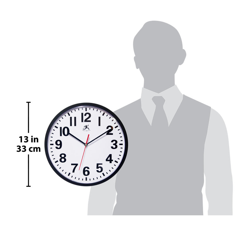Waldschmidt Office Round Plastic Wall Clock 13 Inches - Black