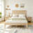 Solid Wooden Bed with Rattan Headboard-1699878002-1699878015