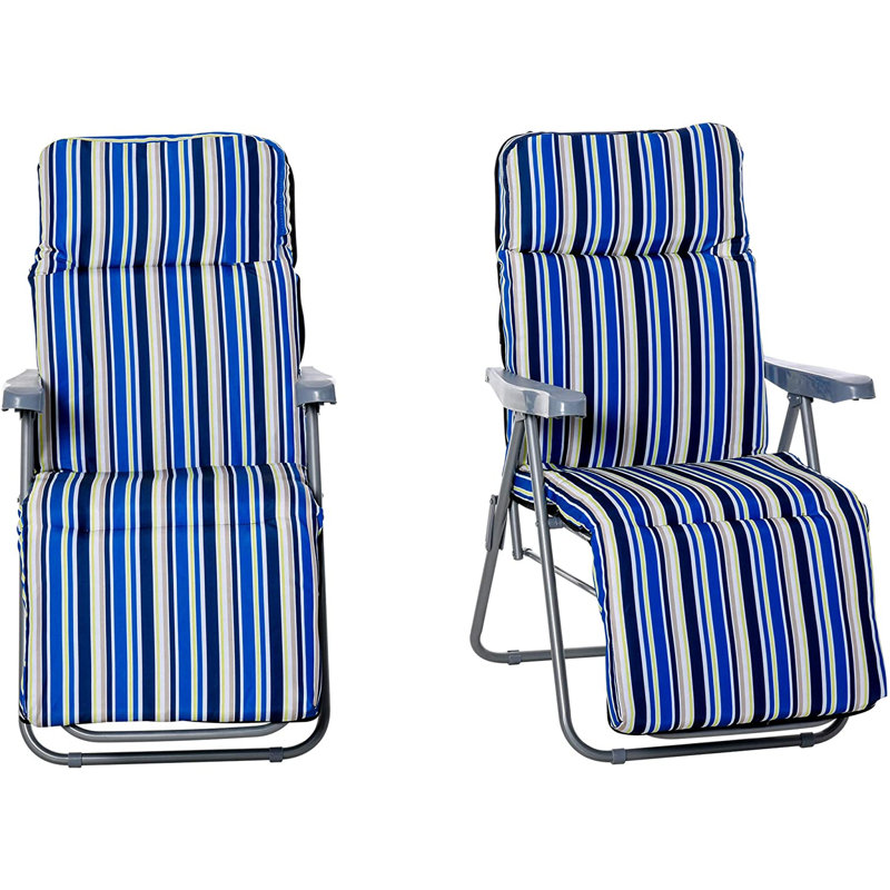 Aalilah 75cm Long Reclining Single Chaise with Cushions, Blue