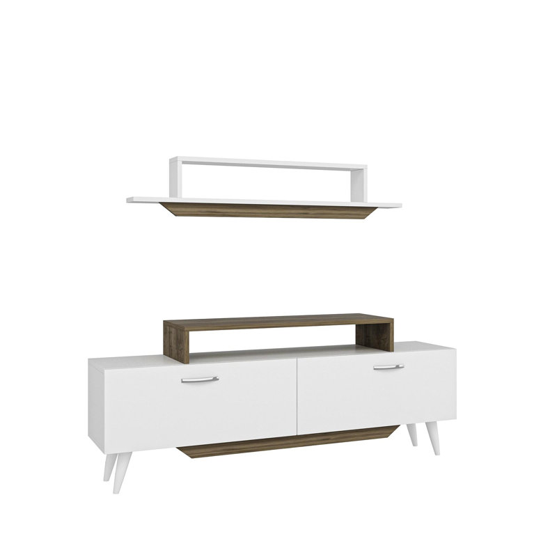 Unité de TV, Blanc/noyer