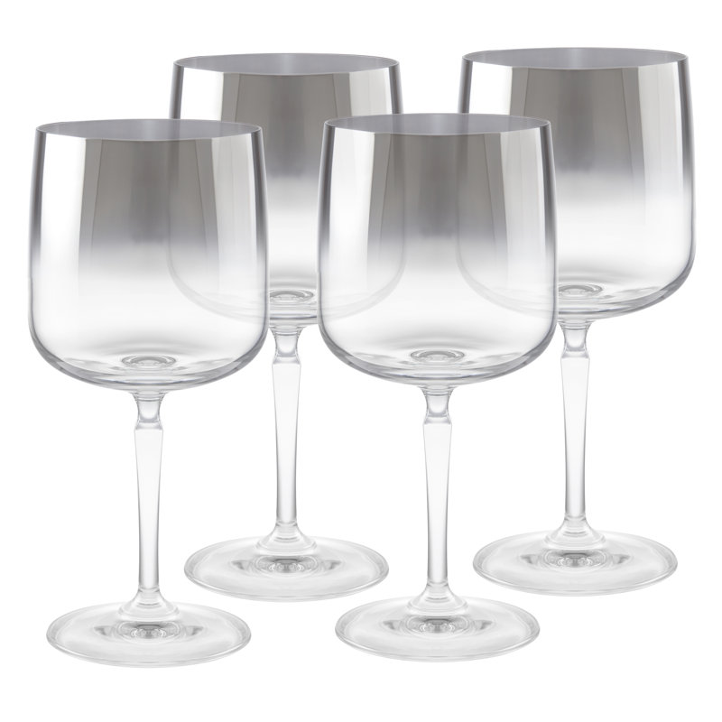 Wine Glasses - Set of 4 - Water Glass -Smoked Metallic Ombre- Stemmed - 12 Oz. - Made in Europe