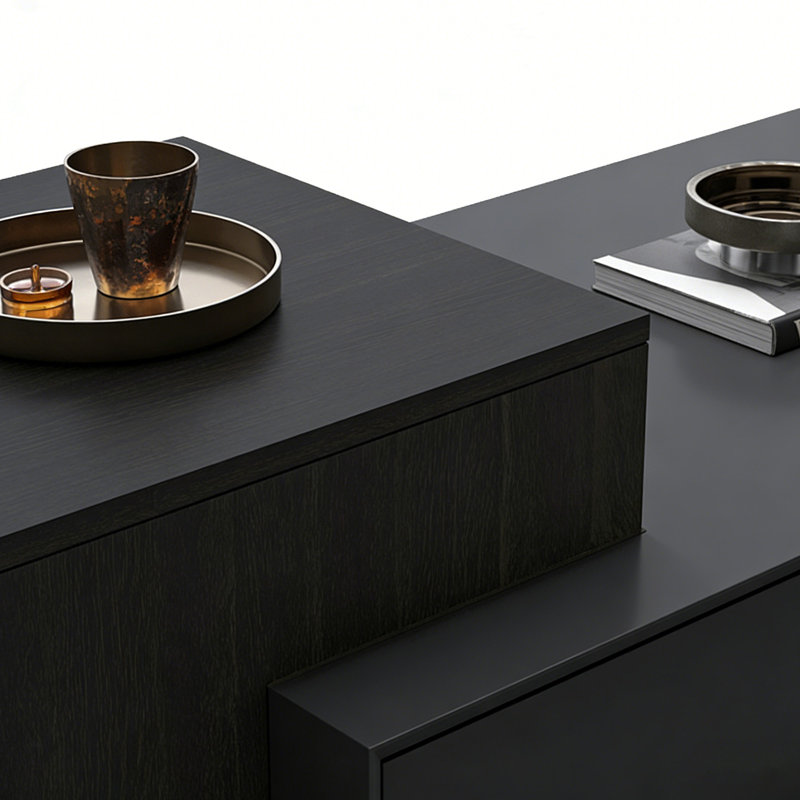Ensemble de tables basses avec 4 tiroirs Simple Living, Noir / gris foncé