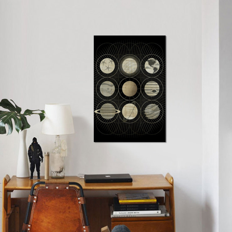 « planètes », impression sur toile tendue, H 12 po x l 8 po x P 0,75 po, Pas de tapis, Toile tendue