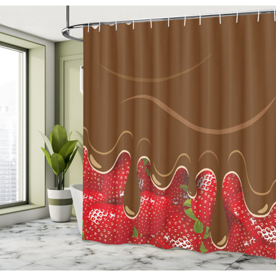 Hercules Strawberry Shower Curtain Strawberries Chocolate 32568