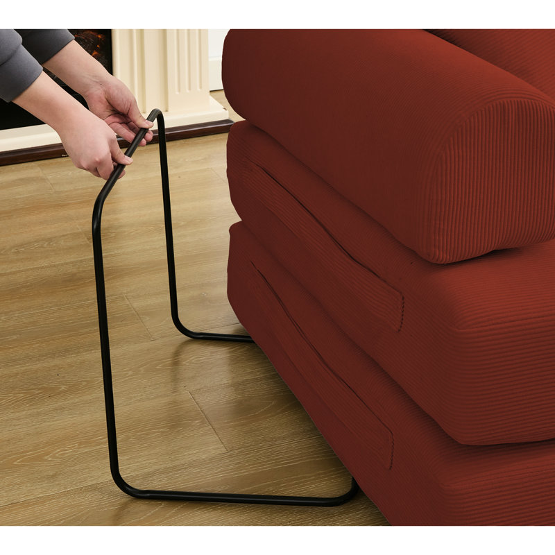 Lit-couchette pliable 3-en-1 à 3 places de 78,5 po en velours côtelé de conception ergonomique avec coussin antidérapant et coussins Newly Arrived