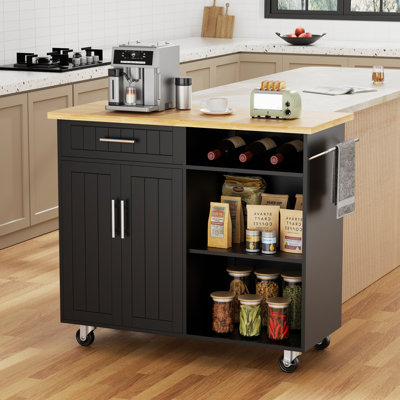 Kitchen Island Cart With Storage,Rolling Kitchen Island Side Table On Wheels With Large Worktop,Storage Cabinet,Towel Rack And Drawers For Kitchen,Din