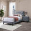 Lit plateforme simple capitonné à coutures en V de luxe et tête de lit réglable en velours gris foncé