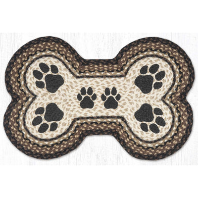 Earth Rugs Paw Prints Farmhouse Dog Bone Braided Handcrafted Jute Rug