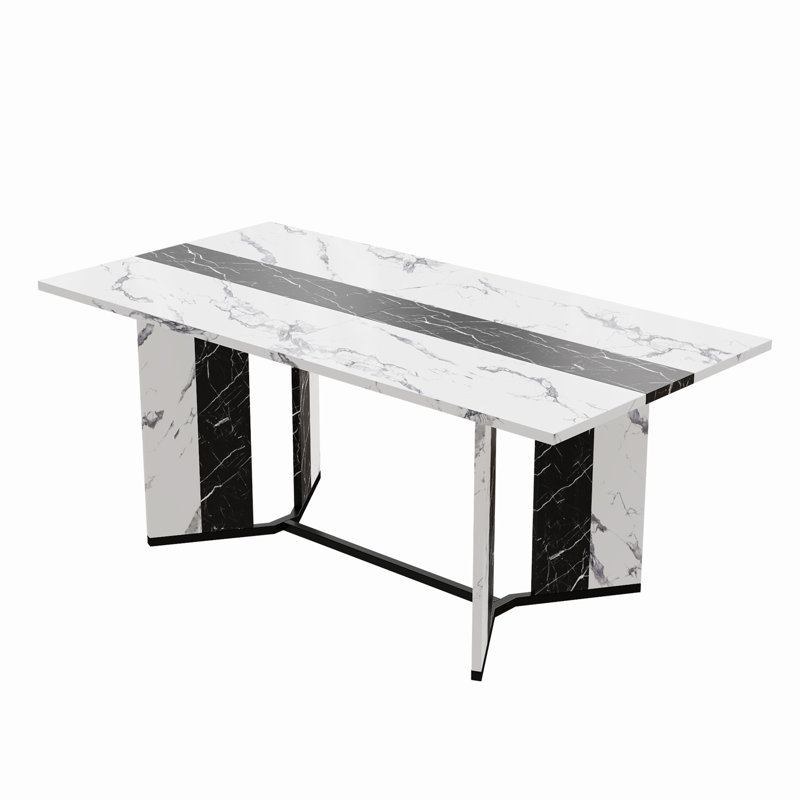 71 Inch White Wood Rectangular Dining Table