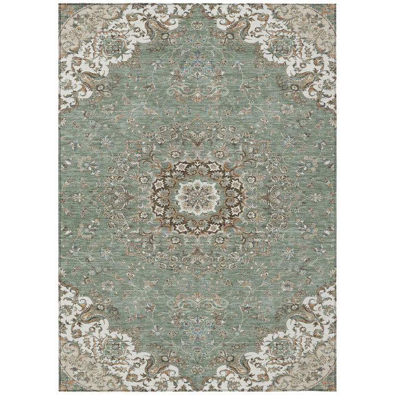 Machine Washable Indoor/Outdoor Chantille ACN2495 Global Rug, 3' x 5', Sage