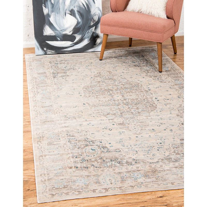 Tapis oriental beige Lyanna, Rectangle 4 pi x 6 pi