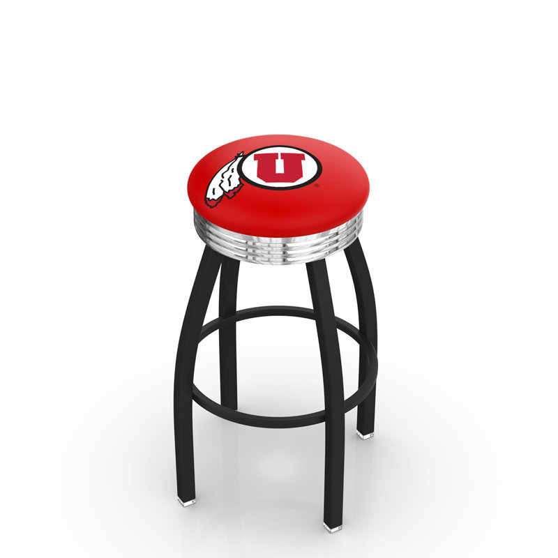 Tabouret de bar Logo Series, Tabouret de bar d'une hauteur de siège de 30 po, Chrome soudé solide, Université du Utah