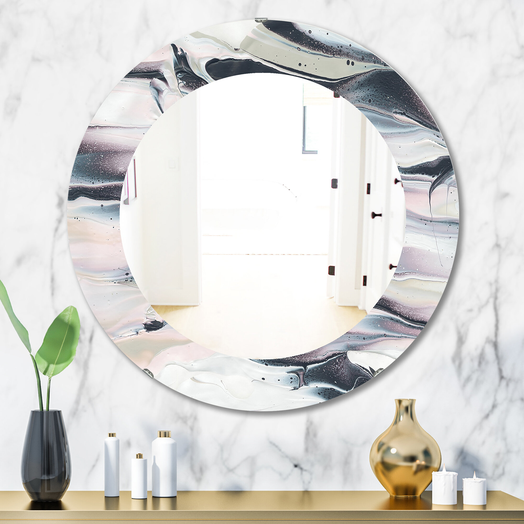 East Urban Home Marbling V Traditional Wall Mirror | Wayfair