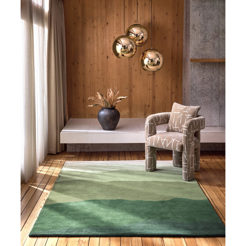 Sedimentary Handmade Wool Abstract Area Rug, Pine, Rectangle 4'7 x 6'7