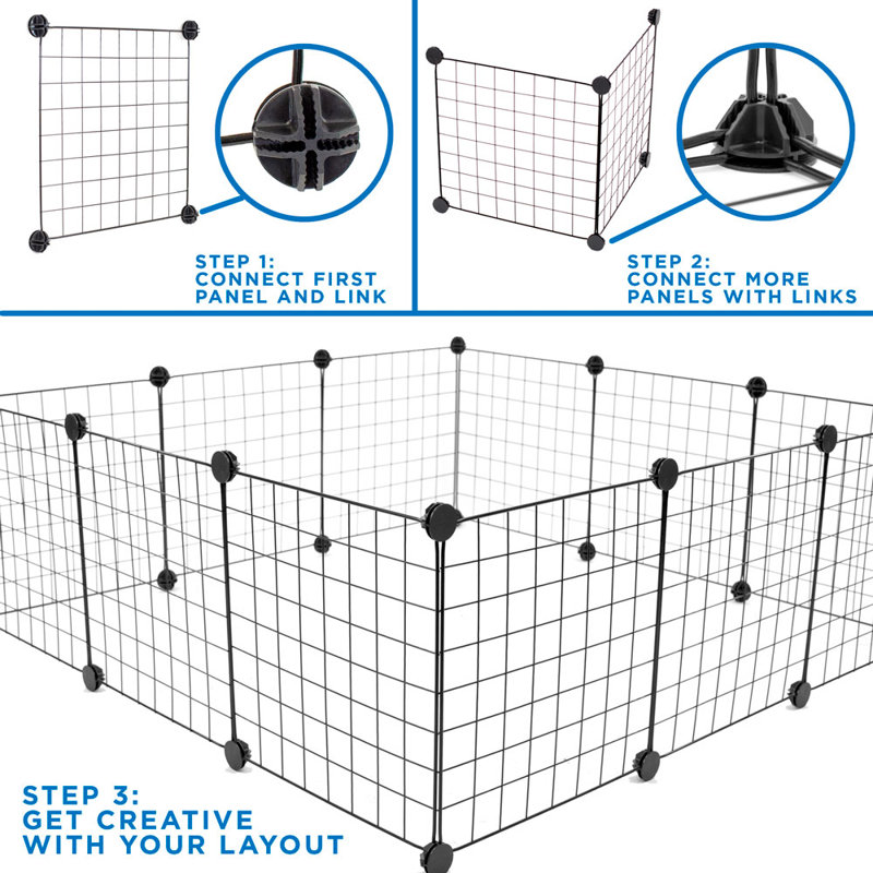 Foldable Black Metal Wire Small Animal Playpen