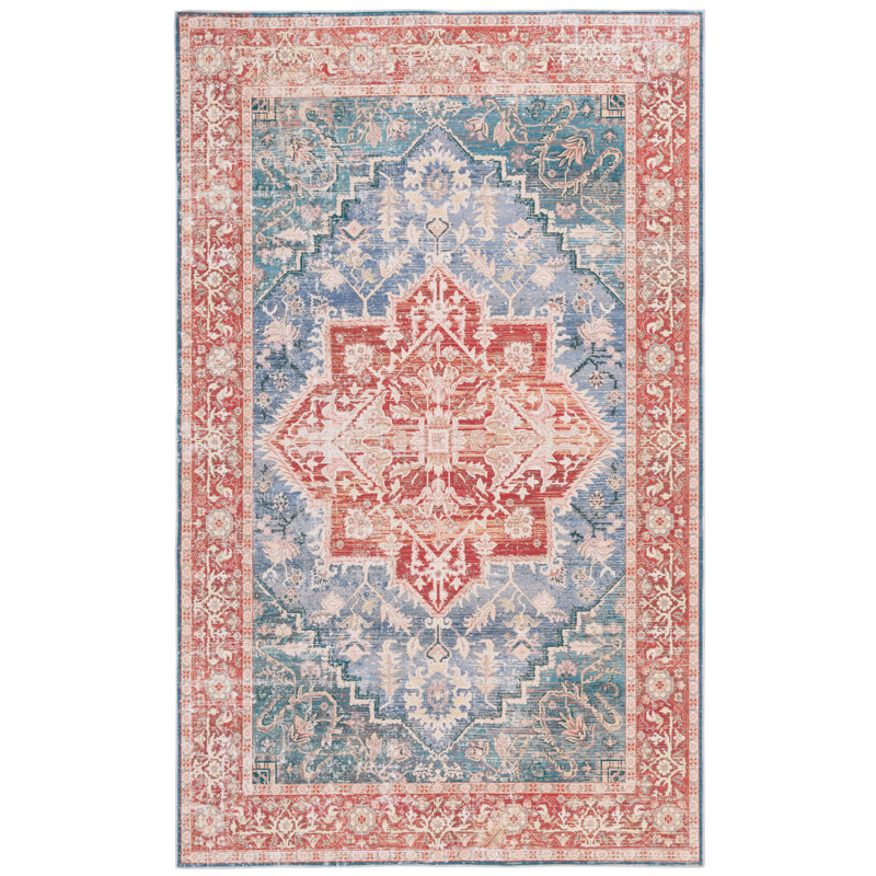 Tapis Arizona 137 bleu vert / rouille, Rectangle 4 pi x 6 pi